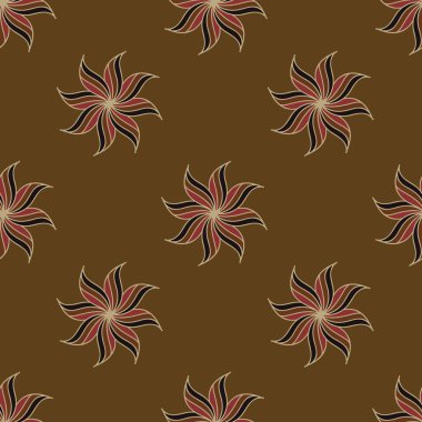 Stilize anasonu seamless modeli. Kahverengi zemin. Soyut doku. Vektör çizim.