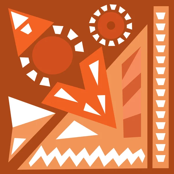 Dessin à la main composition peinture acrylique. Fond lumineux. Motif ethnique africain ou mexicain. Modèle coloré avec des formes géométriques. Peinture abstraite. Couleurs orange chaud Illustration vectorielle . — Image vectorielle