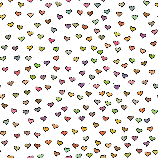 Seamless pattern with tiny colorful hearts. Abstract repeating. Cute backdrop. White background. Template for Valentine's, Mother's Day, wedding, scrapbook, surface textures. Vector illustration. — Wektor stockowy