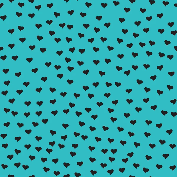 Seamless pattern with tiny black hearts. Abstract repeating. Cute backdrop. Blue background. Template for Valentine's, Mother's Day, wedding, scrapbook, surface textures. Vector illustration. — Stockový vektor