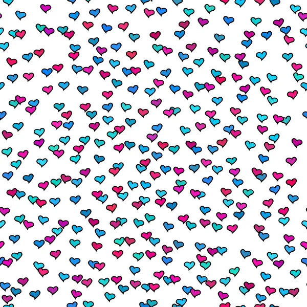 Seamless pattern with tiny colorful hearts. Abstract repeating. Cute backdrop. White background. Template for Valentine's, Mother's Day, wedding, scrapbook, surface textures. Vector illustration. — Stockový vektor