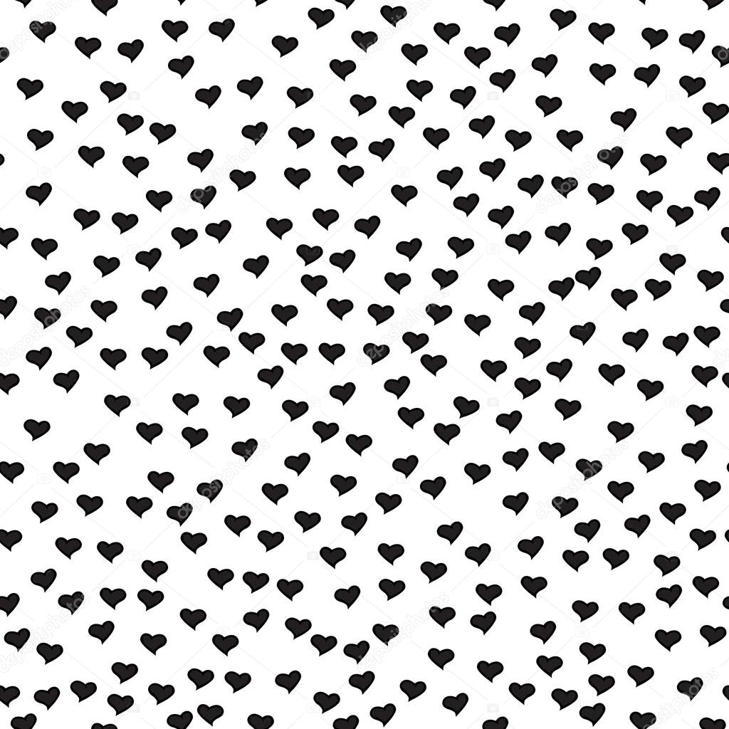 Romantic seamless pattern with tiny black hearts. Abstract repeating. Cute backdrop. White background. Template for Valentine's, Mother's Day, wedding, scrapbook, surface textures.Vector illustration.