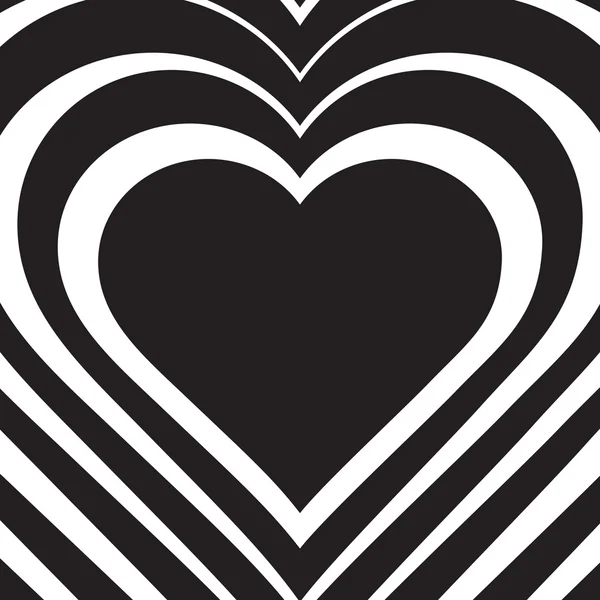 Vector illustration of heart. Love symbol. Geometric white and black background. Optical illusion. Abstract backdrop. Valentine's Day card. Graphic poster. Use for invitation, wallpaper,web element. — Stok Vektör