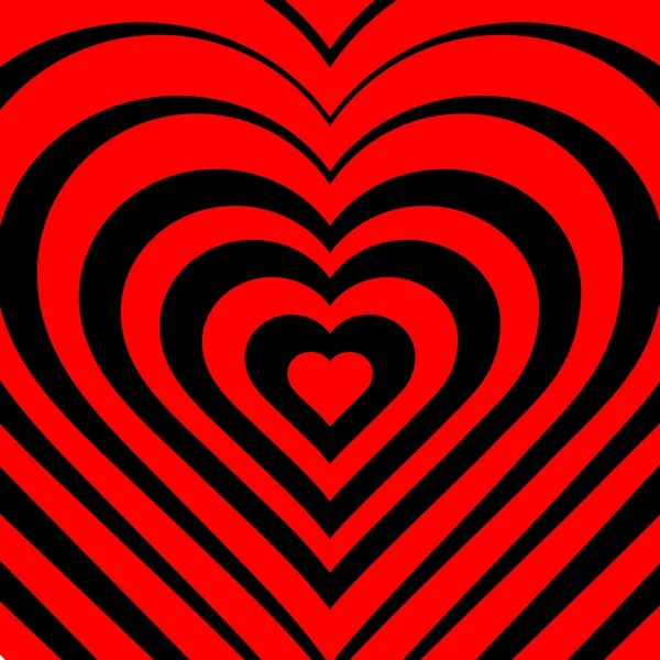 Векторная иллюстрация абстрактного сердца. Символ любви. Геометрический фон. Оптическая иллюзия. Красный и черный фон. Открытка на День Святого Валентина. Графический плакат. Использование для приглашения, обои, веб-элемент . — стоковый вектор
