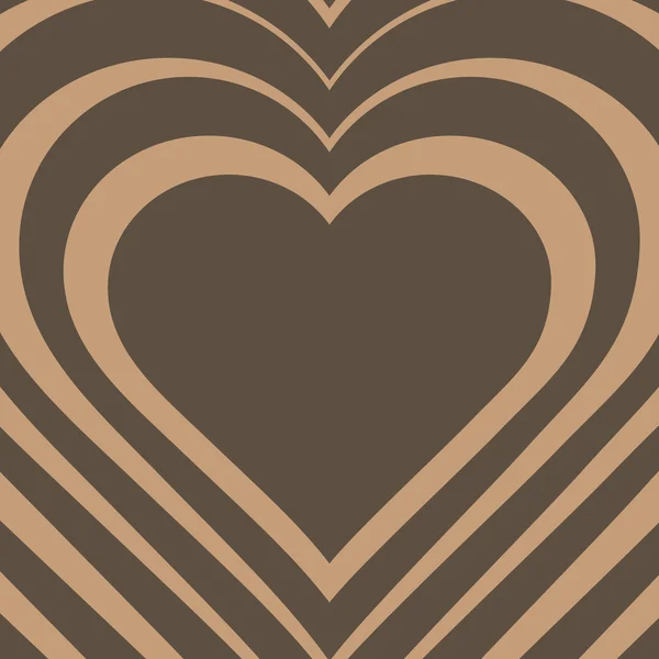 Vector illustration of beige heart. Love symbol. Geometric brown background. Optical illusion. Abstract backdrop. Valentine's Day card. Graphic poster. Use for invitation, wallpaper, web page element. — Stok Vektör