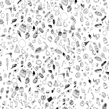 Siyah ve beyaz çizilmiş doodle arka plan