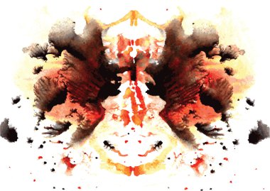  suluboya simetrik Rorschach blot beyaz bir arka plan üzerinde