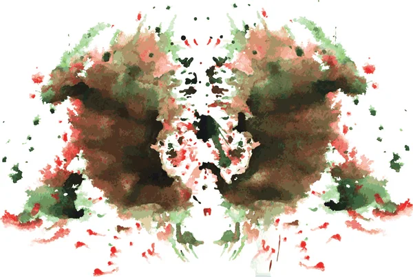 Aquarela simétrica Rorschach blot sobre um fundo branco —  Vetores de Stock