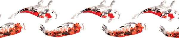 无尽的狭隘模式的交织在一起的日本鲤鱼锦鲤 — 图库矢量图片