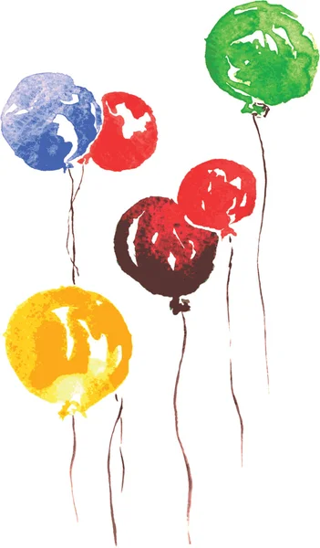 六空气庆祝珠、 手绘水彩 — 图库矢量图片