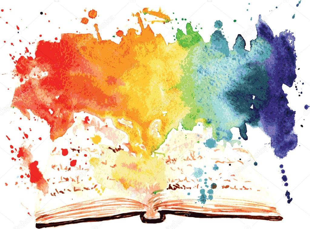 Acuarela pintada libro que contiene un mundo Archivo