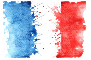 hand-drawn sketch - French flag , with the characteristic waterc clipart