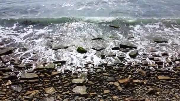 Красивые Морские Волны Пенная Волна Текстура Воды Морской Пейзаж — стоковое видео