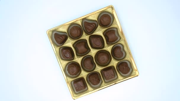 Čokoládové Bonbóny Různé Čokoládové Bonbóny Bonboniéra — Stock video