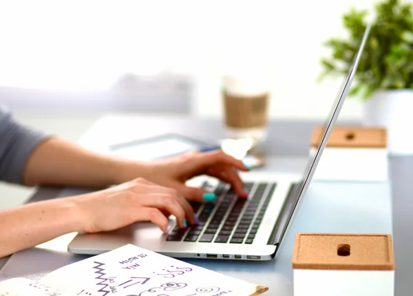 Giovane donna d'affari che lavora su un computer portatile — Foto Stock