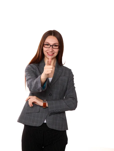 Happy successful business woman. Isolated on white background. — Stock Photo, Image