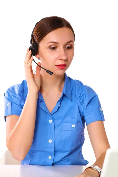 Bright picture of friendly female helpline operator — Stock Photo, Image