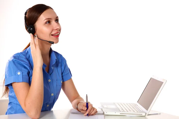Bright picture of friendly female helpline operator Royalty Free Stock Photos