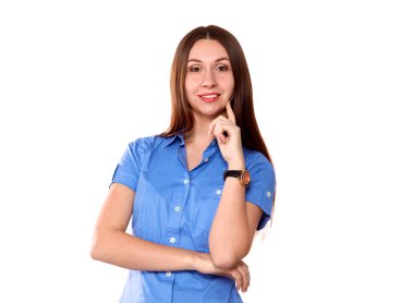 Genç güzel kız eğleniyor portresi kapatın. Doğal makyaj