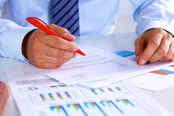 businessman working at a desk computer graphics