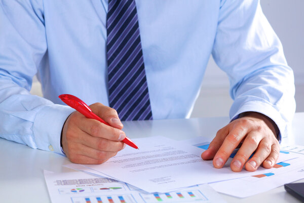 businessman working at a desk computer graphics