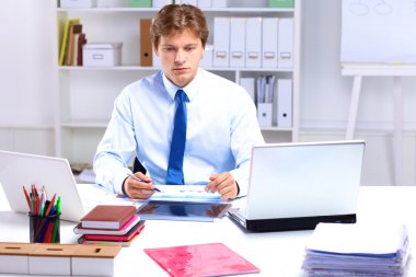 işadamı bir Resepsiyon bilgisayar grafikleri çalışma