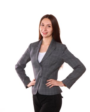 genç kız üzerinde beyaz bir arka plan ayakta