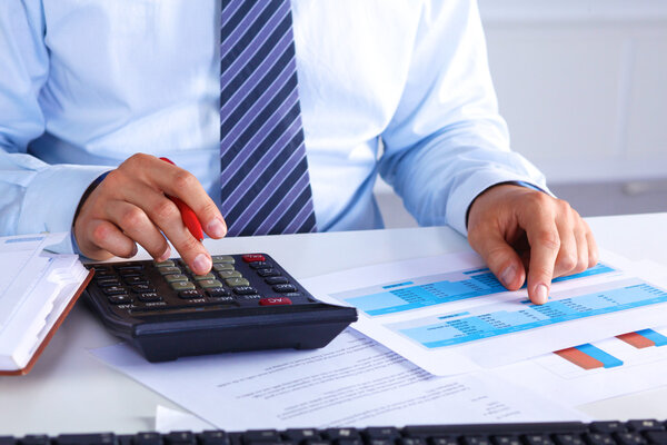 businessman working at a desk computer graphics