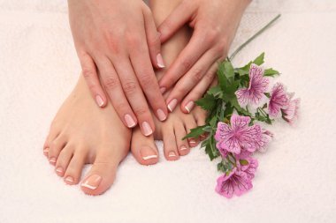 Mükemmel spa ile güzel ayak tırnak pedikür Fransız