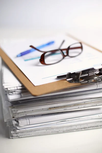 Big stack of papers ,documents on the desk — Stock Photo, Image