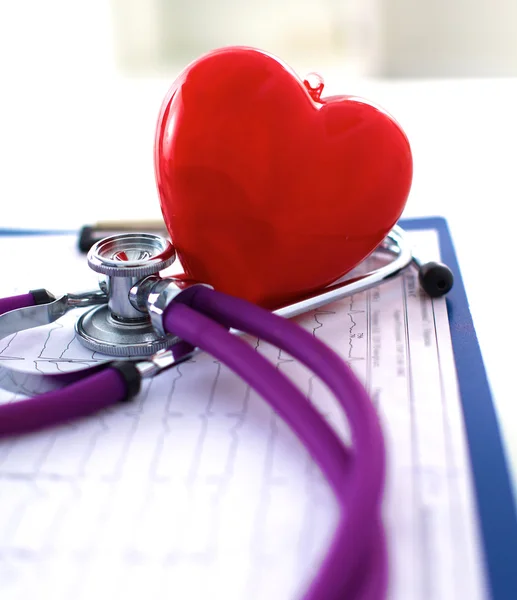 Doctor stethoscope heart on your desktop 3D — Stock Photo, Image