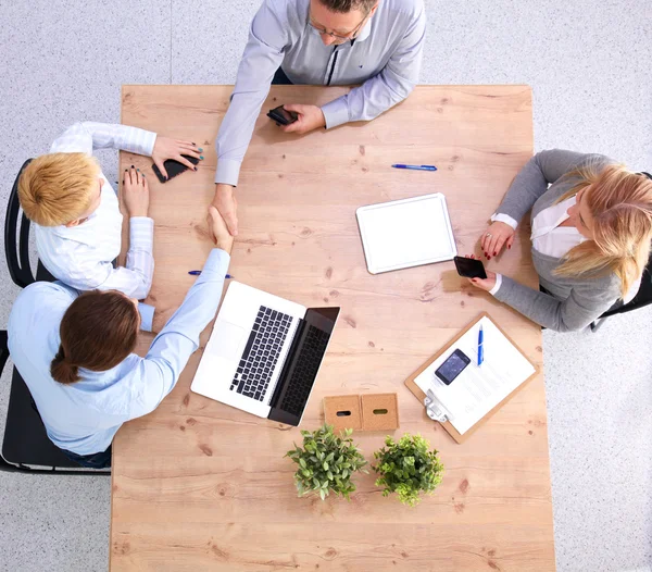 Business meeting at the table top view — Stock Photo, Image