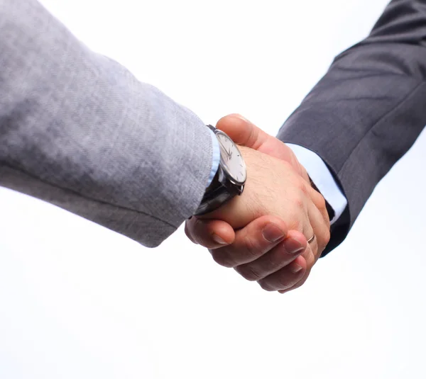 Reunión de negocios en la mesa estrechando las manos Celebración del contrato — Foto de Stock