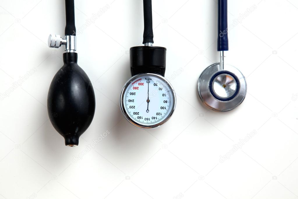 Blood pressure meter medical equipment isolated on white