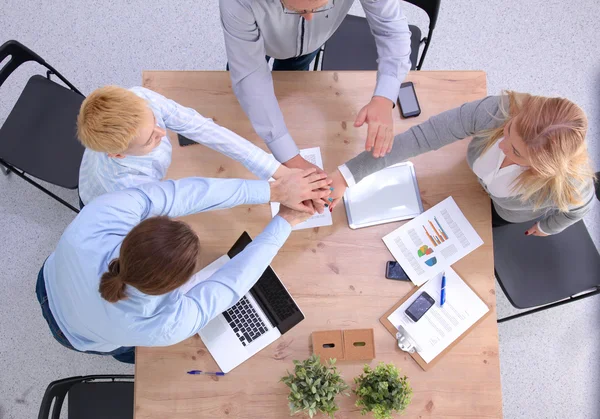 Image of business partners discussing documents and ideas at meeting — Stock Photo, Image