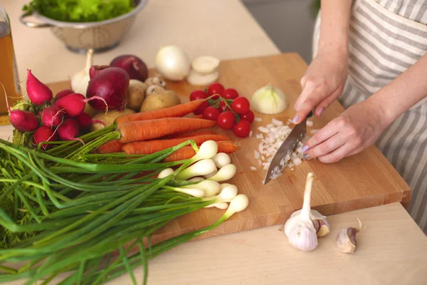 Young Woman Cooking in the kitchen. Healthy Food — Stock Photo, Image