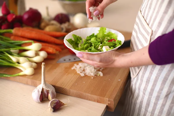 Young Woman Cooking in the kitchen. Healthy Food — Stock Photo, Image