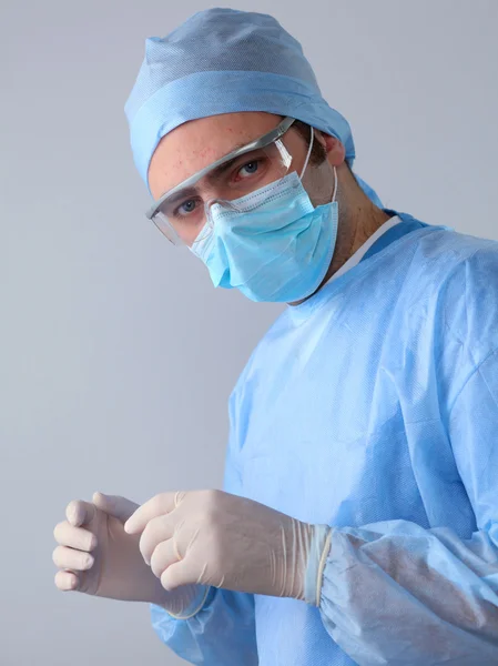 Surgeon in uniform close-up ready to step — Stock Photo, Image