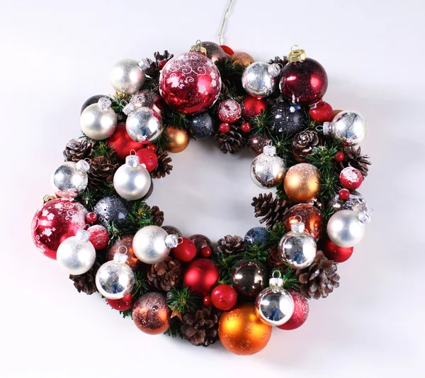 Advent Christmas wreath on door decoration — Stock Photo, Image