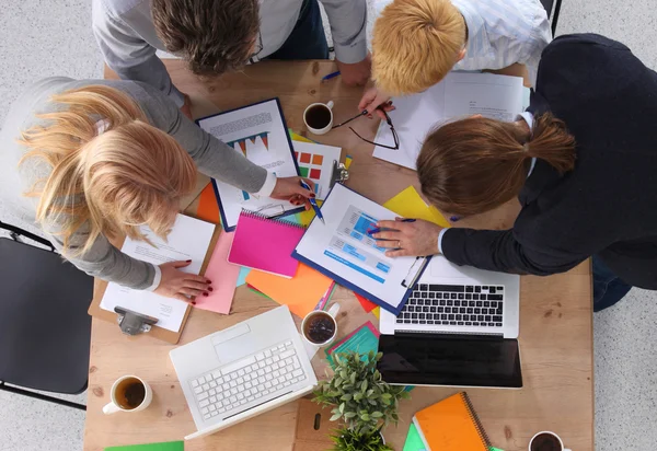 Group of business people working together on white background — Stock Photo, Image