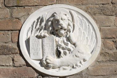 Italy - Marble decoration above entrance of venice' house  clipart