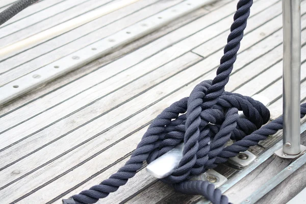 Rope wrapped around a sailboat winch