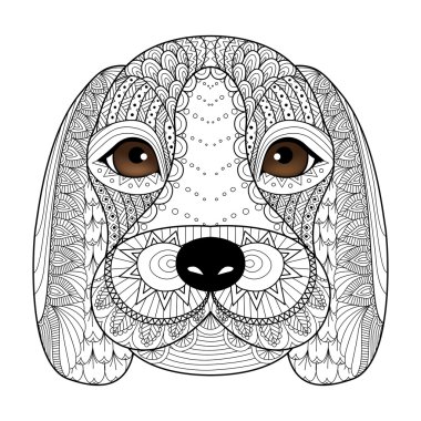 Beagle köpek yavrusu Hat sanatı yetişkin, t-shirt tasarım, boyama kitabı için dövme ve benzeri