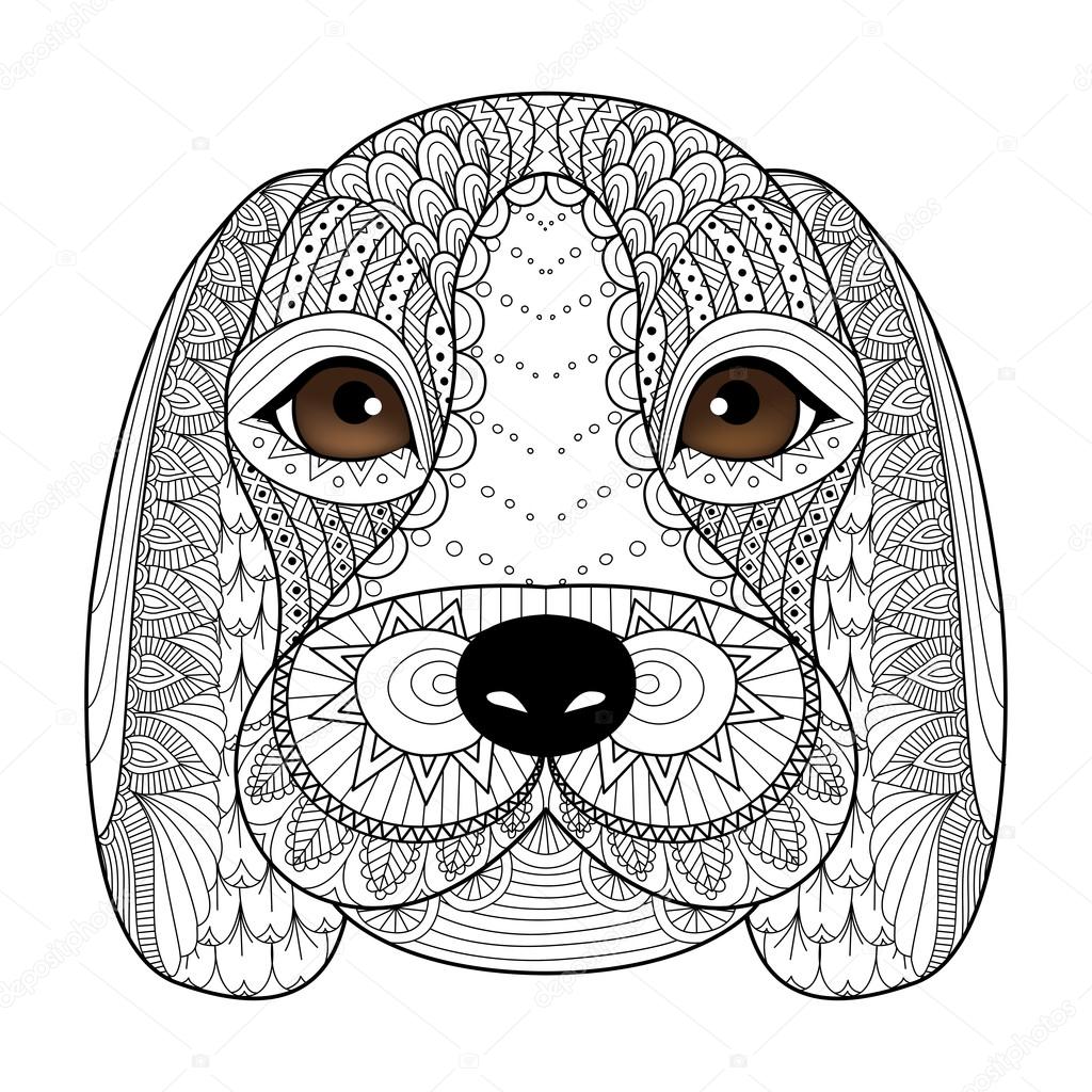 Beagle puppy line art for coloring book for adult, t-shirt design, tattoo and so on
