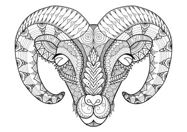 Boynuz koyun sanat tasarlamak için kitap, t gömlek tasarım, dövme ve benzeri boyama hattı