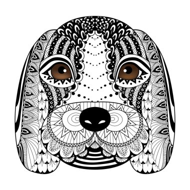 Beagle köpek yavrusu Hat sanatı yetişkin, t-shirt tasarım, boyama kitabı için dövme ve benzeri