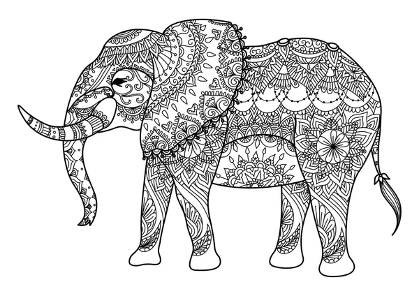 Mandala elephant line art — Stock Vector