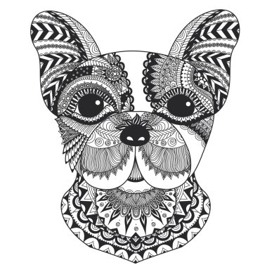 Fransız buldozer zentangle anti stres, T - kitap boyama için temiz çizgiler ile gömlek tasarım, dövme ve diğer süslemeleri tarz