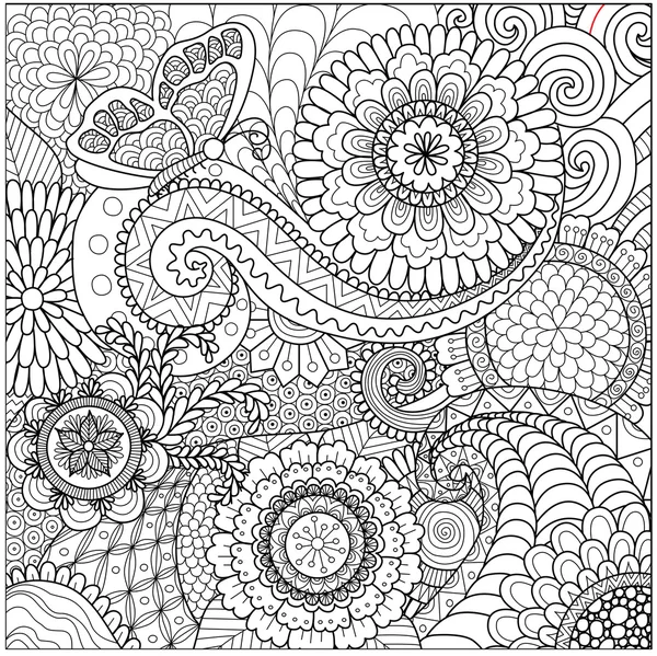 Çizilmiş zentangle çiçek arka plan sayfa boyama için el