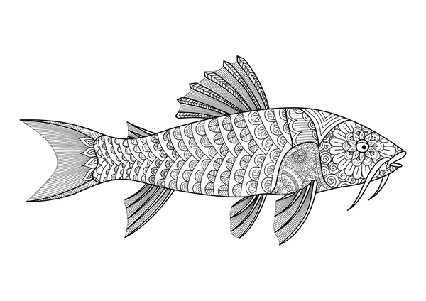 Zentangle stilizzato di pesce gatto corazzato per libro da colorare per adulti, T - Grafica della camicia, tatuaggio e così via — Vettoriale Stock